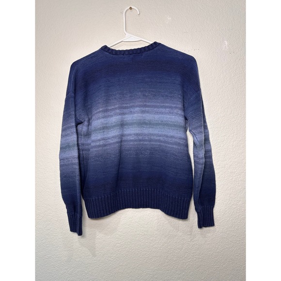 Lauren Ralph Lauren Blue Ombre Gradient Cotton Linen Knit Sweater Womens SP - Picture 2 of 9